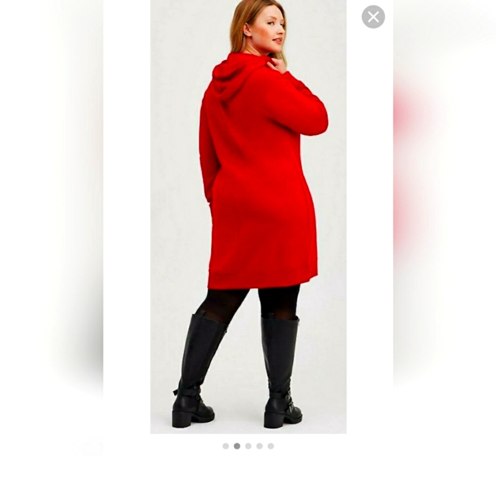 Torrid Red Pullover Ultra Soft Fleece Hoodie Dress - Picture 2 of 12